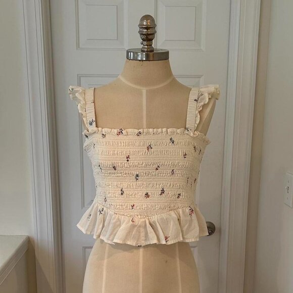 American Eagle Outfitters Tops - AMERICAN EAGLE WHITE FLORAL HALTER TOP